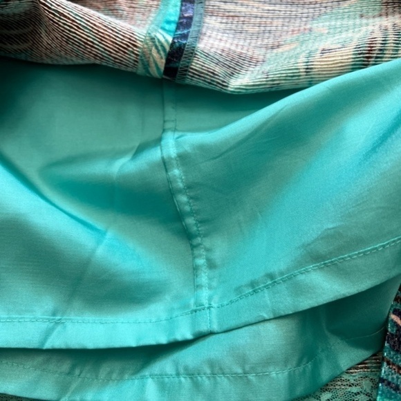 Kate Spade Regal Plumes Feather Print Shift Teal with Platinum Sheen Mini Dress - Picture 9 of 17